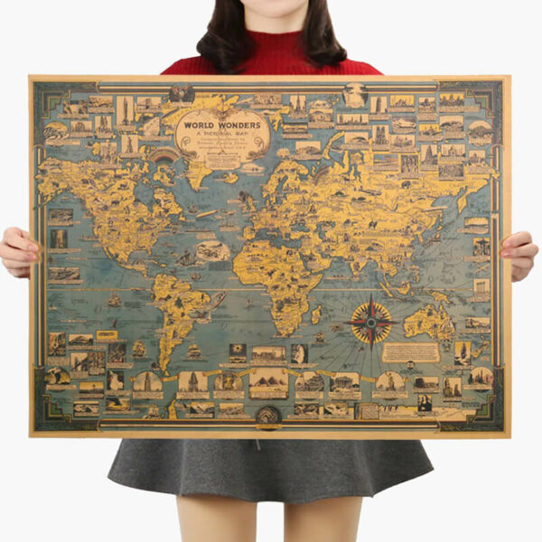 Poster Vintage 'Harta e Botës'